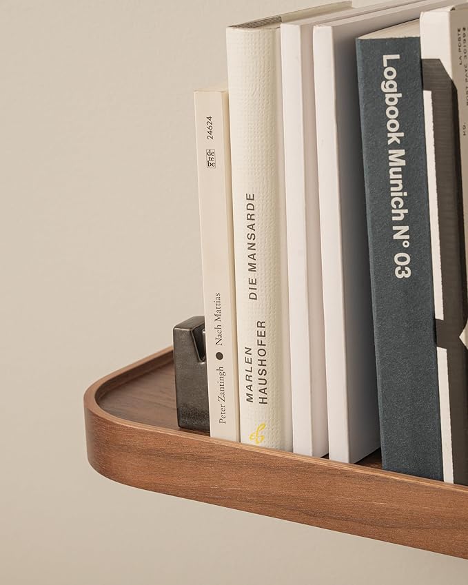 Kazai.ยฎ 23.6 inches Floating Shelves for Wall 'Toke' | Set of 2 Small Mounted Wooden Shelf Units | Modern Wall Decor & Storage for Living Room, Bathroom, Kitchen, Bedroom & More | Walnut