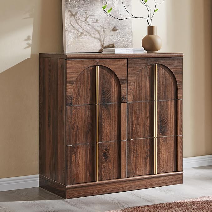 ACCOHOHO Buffet Cabinet with Storage 93 Inch Arched Wood Sideboard Cabinet with Adjustable Shelf Modern Console Tables Accent Storage Cabinets for Living Room,Dining Room,Kitchen