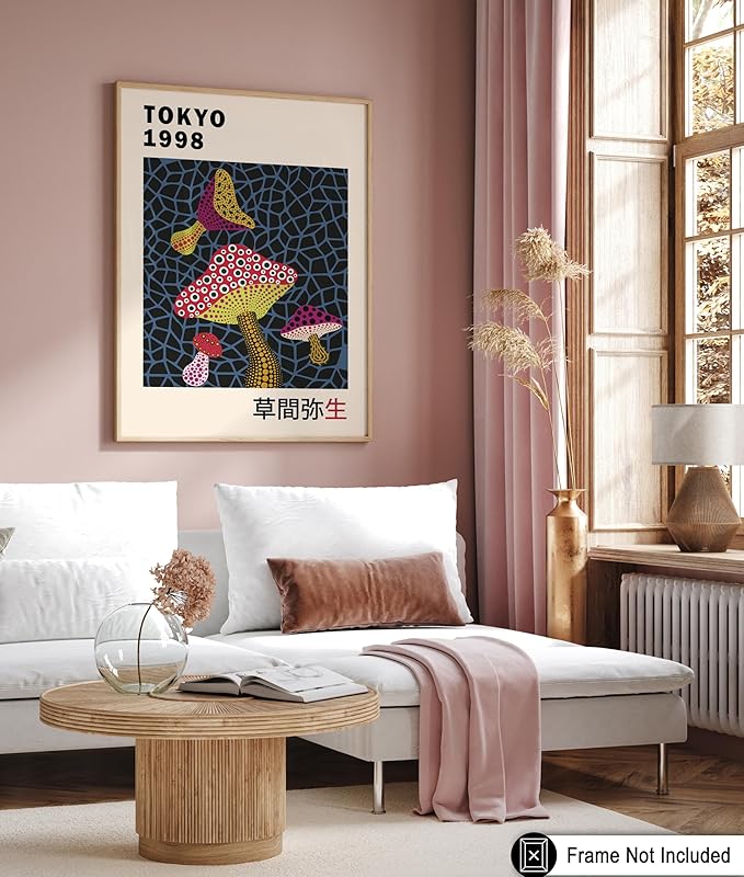 Poster Master Infinity Mushroom Print - Yayoi Kusama Poster - Abstract Japanese Art - Trendy Gift for Men & Women - Pop Art Decor for Office, Bedroom or Living Room - 11x14 UNFRAMED Wall Art