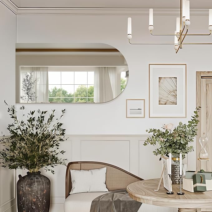 Niccy Arched Mirror, 24"x48" Arch Bathroom Mirror, Decorative Modern Mirrors for Bathroom, Bedroom, Living Room, Entryway, Frameless Vanity Mirror, Unique Wall Mounted