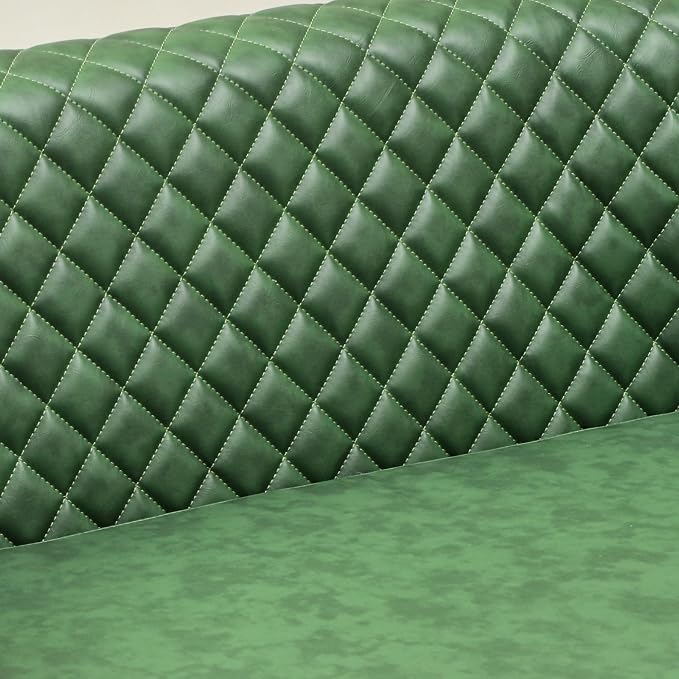 KINWELL 50" Faux Leather Upholstered Loveseat Sofa with 2 Swivel Barrel Accent Chairs, Minimalist Comfy 2-Seater Couch and Armchair for Small Spaces Apartment, Green