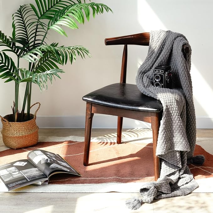 Office Chair, Wood Desk Chair with Upholstered PU Leather, Computer Chair, Modern Dining Chair, Mid Century Dining Chair, Wood Accent Chair,Walnut Chair