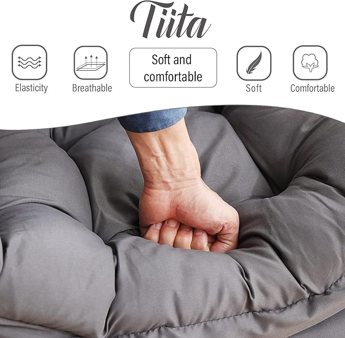 Tiita Modern Large Accent Chair with Ottoman, Comfy Leisure Sofa Armchair with Footrest, Reading Chair for Bedroom, Living Room, Dorm Rooms, Garden Dark Grey