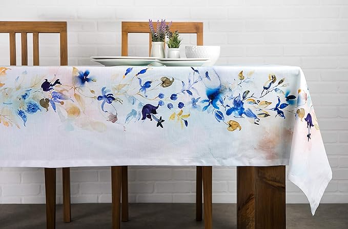 Maison d' Hermine Table Cloth Square Table 100% Cotton 60 x 60 Inches Tablecloth Reusable Decorative for Dining Room Farmhouse Home Valentines Day Decorations Spring Summer - Lazy Summer Days