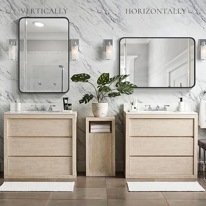 NEWBULIG Wall Mirror, Bathroom Mirror for Over Sink, Matte Metal Framed Vanity Mirror, Wall Decor for Bedroom, Tempered Glass