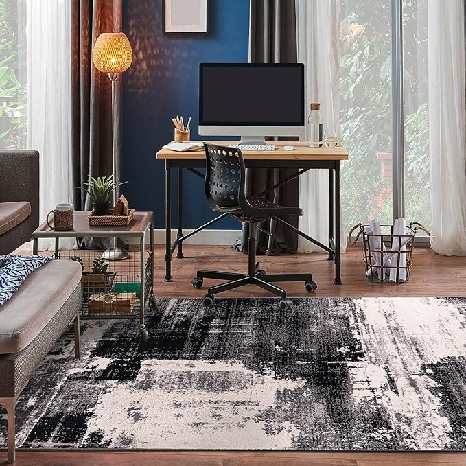 Rugshop Modern Abstract Design Non Shedding Soft Ideal for Living Room,Bedroom,Kitchen Area Rug 5' x 7' Black