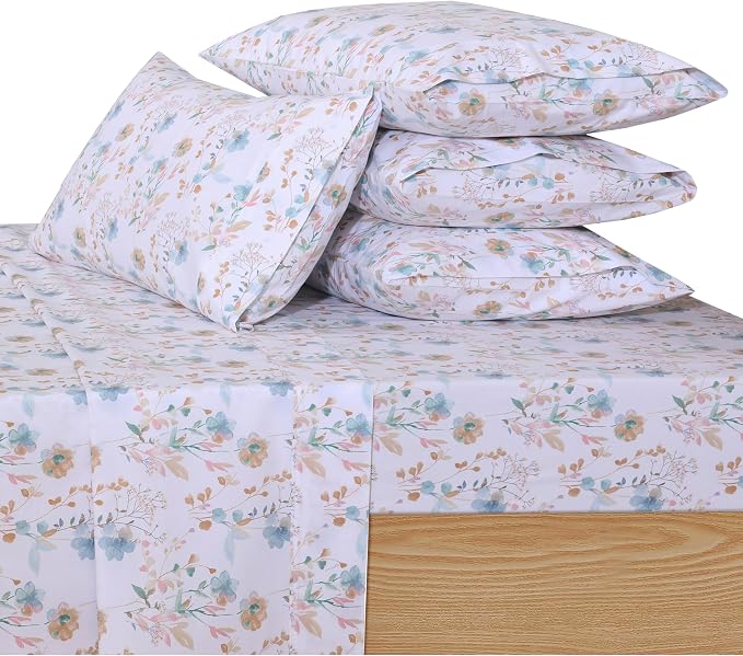 RUVANTI 100% Cotton Percale Sheets Twin XL Size 4 Piece Set, Cooling Bed Sheets for Hot Sleepers, Deep Pocket 16”, Breathable Lightweight & Durable, Crisp Hotel Style Sheets, Radiant