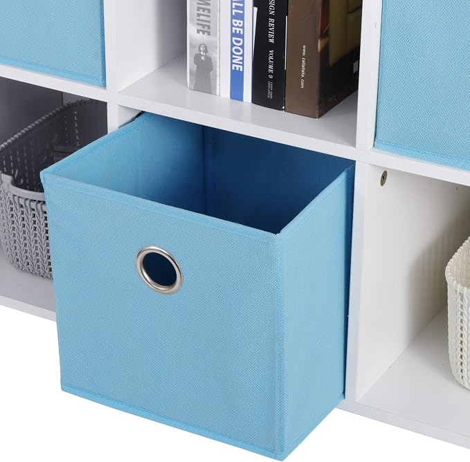 ZenStyle Storage Shelf Organizer, Wooden Bookshelf System Display Cube Shelves Compartments, Customizable W/ 5 Removable Back Panels (White, 6 Cube)