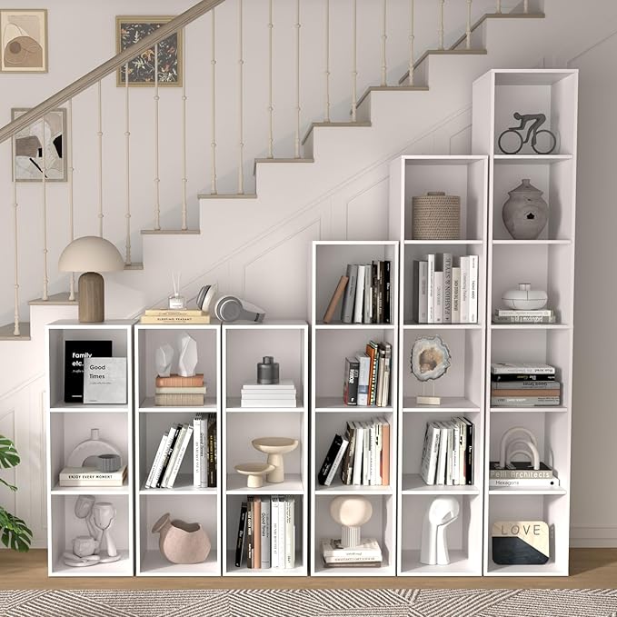 3 Cube Storage Organizer, 3 Tier Cube Low Bookcase Freestanding Storage Display Organizer for Home Office, Three-Cubes Open Shelf Short Bookshelf (White, 3 Cube)
