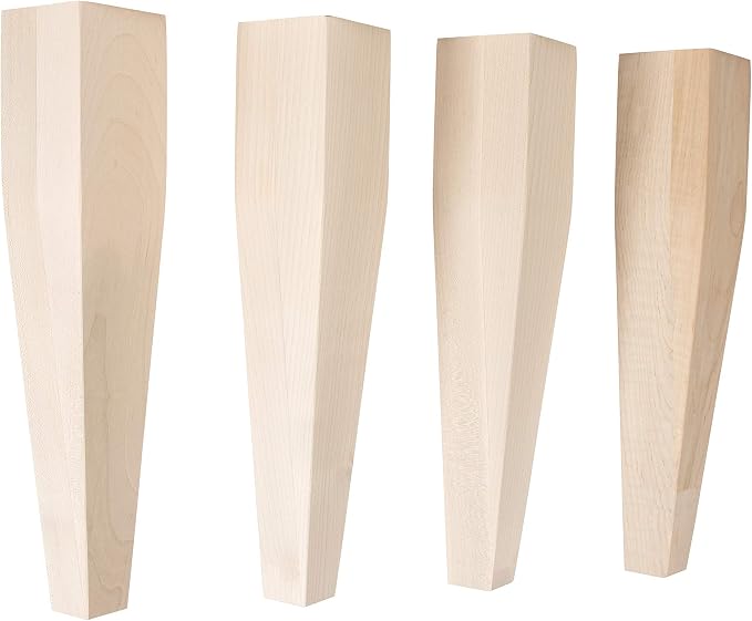 CAROLINA LEG CO. Maple Tapered Coffee Table & Bench Legs - 3 x 3 x 16 - Set of 4 - Made in NC