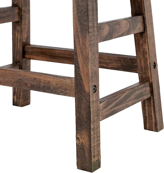 Alaterre Furniture Pomona 20-Inch Counter Height Saddle Seat Barstool – Solid Wood, Backless Rustic Farmhouse Stool in Natural Finish for Kitchen Island or Dining Room (Natural)