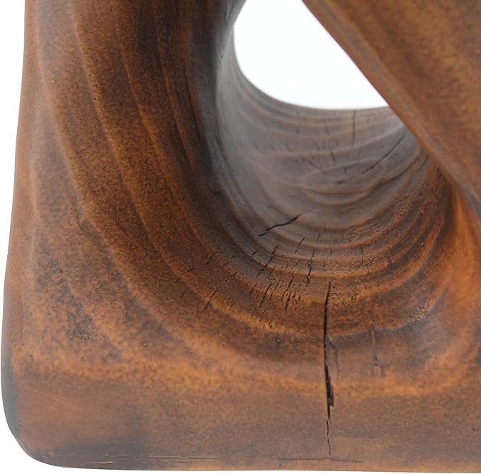 ø11.75'' Small Side Table End Table for Living Room, Modern Retro Farmhouse Countryside Style, Magnesium Oxide Material for Indoor & Outdoor, No Assembly, Wood Grain, Antique Brown