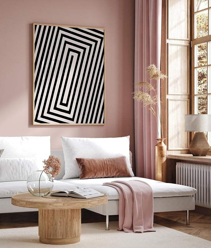 Poster Master Rectangle Tunnel Poster - Angular Swirl Print - Geometric & Japanese Ink Art - Mid Century Modern & Illustration Art - Living Room Decor - 8x10 UNFRAMED