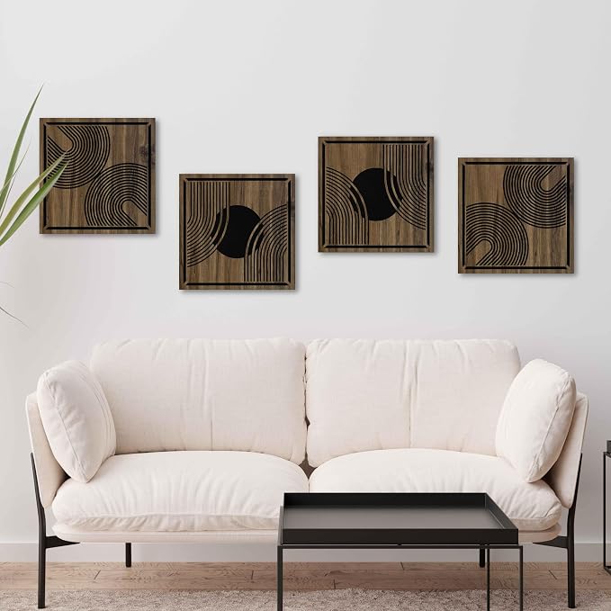 Eclectic Mid Century Wood Signs, Vintage Inspired Maximalist Wood Wall Art, Wall Accent for Trendy Living Room, Office and Bedroom