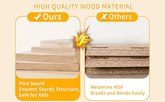 YZU 45" Wide Bookshelf, 7 Cube Storage Organizer, Solid Wood for Home, Office, Natural Wood