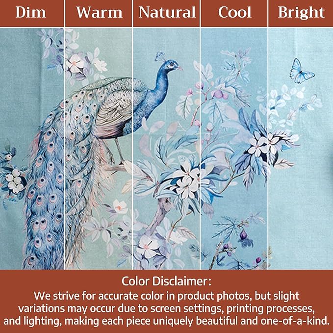 Maison d' Hermine Premium Table Cloth Round Table 100% Combed Cotton 70" Diameter Inches Tablecloth Reusable Decorative for Dining Room Home Party Festive Wedding - Peacock Utopia - Pastel Turquoise
