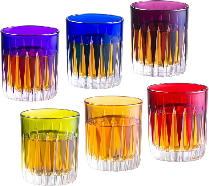 Barski Colored Shot Glass - Liquor Glasses - Set of 6 Elegant Assorted Colored Shot Glassware - Use for Vodka, Tequila, Whiskey, Bourbon, Spirits & Liquors - Each Glass is 2.6 oz., Made in Europe