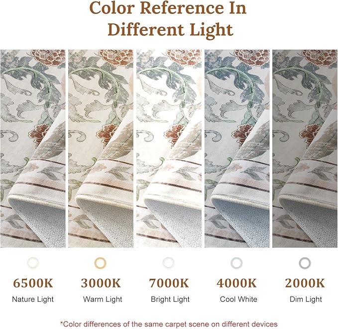 AMTOVO 8x10 Washable Area Rugs for Living Room, Non-Slip&Non-Shedding Large Soft Boho Floral Vintage Accent Print Carpet for Bedroom Dorm Dining Room Farmhouse Nursery Playroom Home Office, Beige