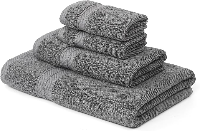 Modern Threads Trefoil Filigree 6-Piece 100% Cotton Towel Set – Reversible Yarn Dyed Jacquard – Includes 2 Bath Towels, 2 Hand Towels, 2 Washcloths – Absorbent, Quick Dry, Soft & Durable – Dark Gray