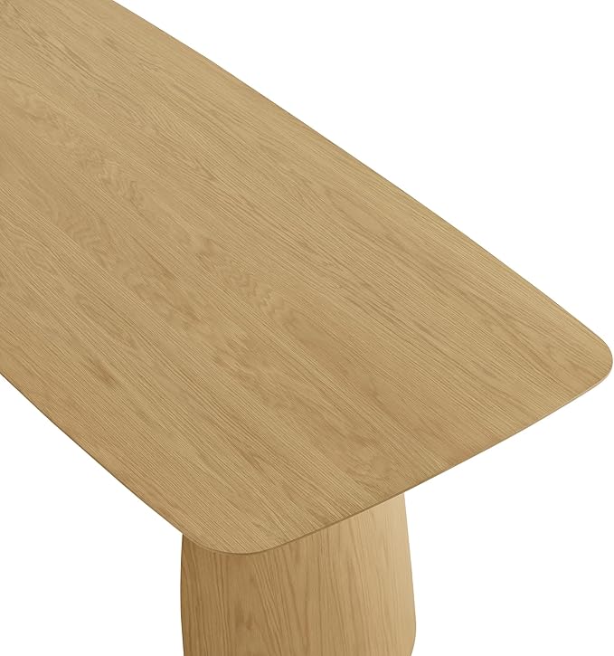CHITA 71" Modern Dining Table for 6, Rectangle Wood Kitchen & Dining Room Table, Solid Rubberwood Frame, Bentwood Legs, Oak Venner
