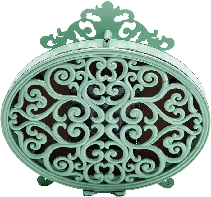 NIKKY HOME Vintage Table Clock, French Turquoise Color Rococo Style Desk Clock Battery Operated Rustic Design, Home Décor for Living Room, Bedroom, Bedside, Desk, Gift Clock