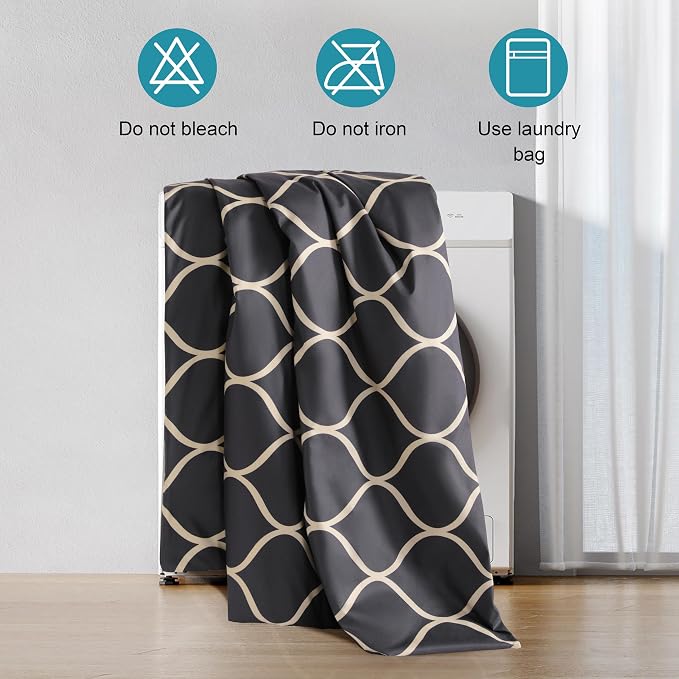 NTBAY 3 Pieces Curve Pattern Duvet Cover Set, Brushed Microfiber Soft Black and Beige King Duvet Cover Set, Reversible Zipper Comforter Cover with Ties and 2 Pillow Shams
