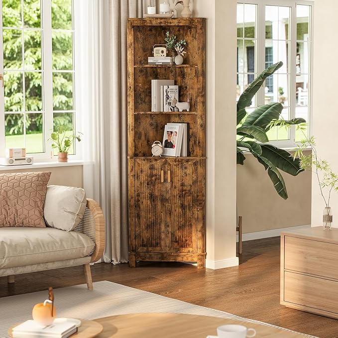 69'' Tall Narrow Storage Cabinet with Adjustable Shelf and Door, Bathroom Storage Cabinet, Space Saver for Bathroom, Kitchen, Living Room, Dark Brown