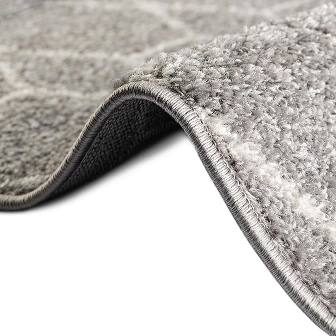 Unique Loom Trellis Frieze Collection Area Rug - Geometric (3' Round, Light Gray/ Ivory)