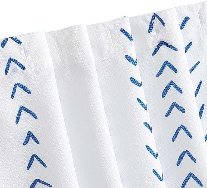 jinchan Blue and White Boho Shower Curtain Herringbone Zig Zag Waterproof Fabric Bohemian Modern Farmhouse Arrow Geometric Shower Curtains for Bathroom with 12 Hooks 70x72 Inches