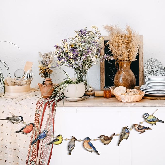 Bird Party Decorations Wooden Garland Birthday Decor 6.56 ft Rustic Hanging Woodland Banner for Bird Theme Party Baby Shower Summer Hawaiian Retro Farmhouse Ornament Vintage Nursery Supplies