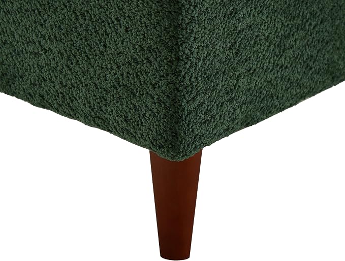 GDFStudio Upholstered Chaise Lounge Chair Indoor with Ottoman, Boucle Fabric Chaise Chair with 2 Throw Pillows and Solid Wood Legs, Recliner Lounge Chair for Office Living Room Bedroom, Green