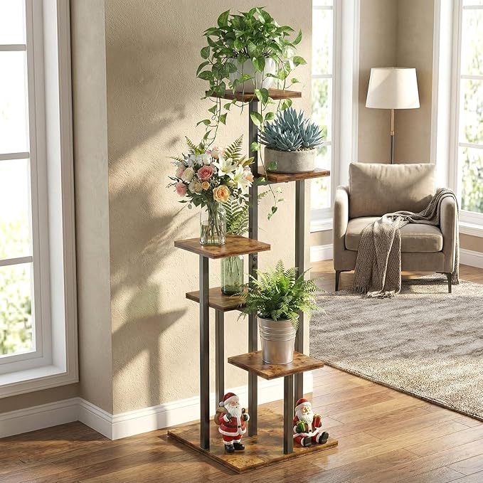 5 Tier Plant Stand Indoor, Tiered Plant Stands for Indoor Plants Multiple, Corner Flower Stand for Living Room, Multi-Layer Vintage Design Plant Shelf
