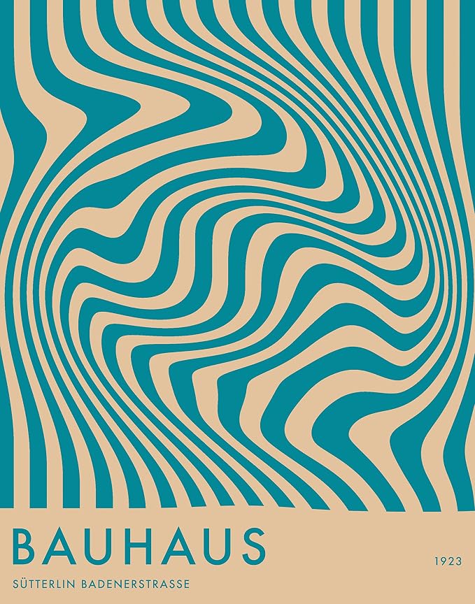 Mid Century Modern Bauhaus Wall Art - 11x14" UNFRAMED Print - Abstract Wall Decor - Exhibition Poster Replication (Teal)