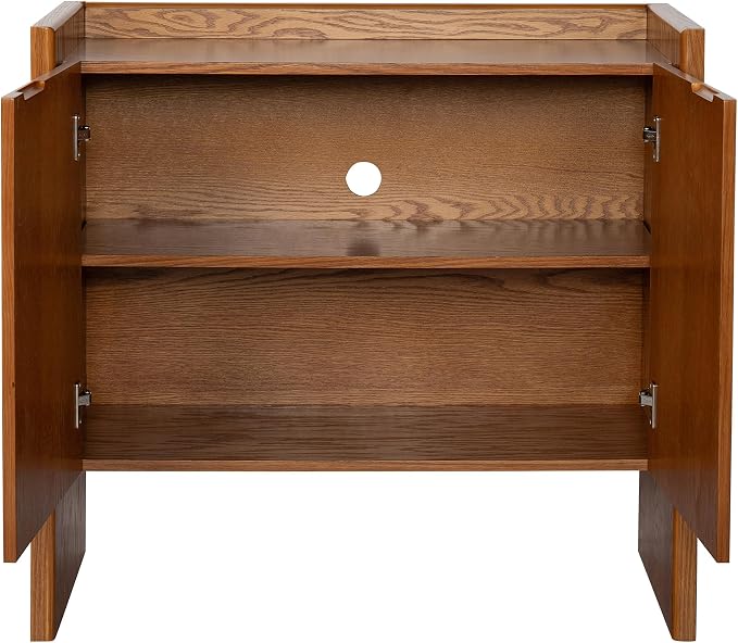 Modern Vintage Small Sideboard 34-Inch Entryway Storage Cabinet Coffee Bar Cabinet with Adjustable Shelf for Living Dining Room Kitchen Hallway, Walnut