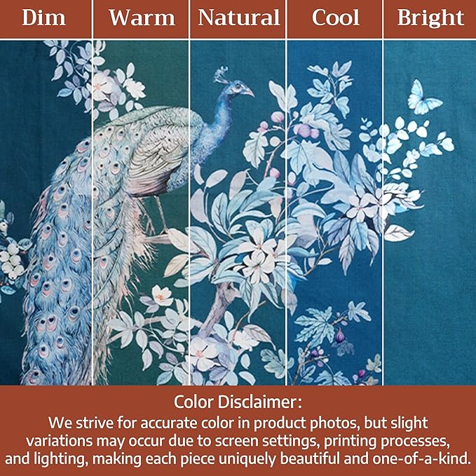 Maison d' Hermine Premium Table Cloth Rectangle Table 100% Combed Cotton 90 x 70 Inches Tablecloth Reusable Decorative for Dining Room, Farmhouse, Party, Festive & Wedding - Peacock Utopia - Deep Sea