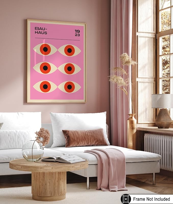 Poster Master Bauhaus Poster - Lavender Evil Eye Print - Geometric Art - Chic Boho Design - Mid Century Modern Illustration - Contemporary Art - Great Living Room or Bedroom Wall Decor - 8x10 UNFRAMED Wall Decor