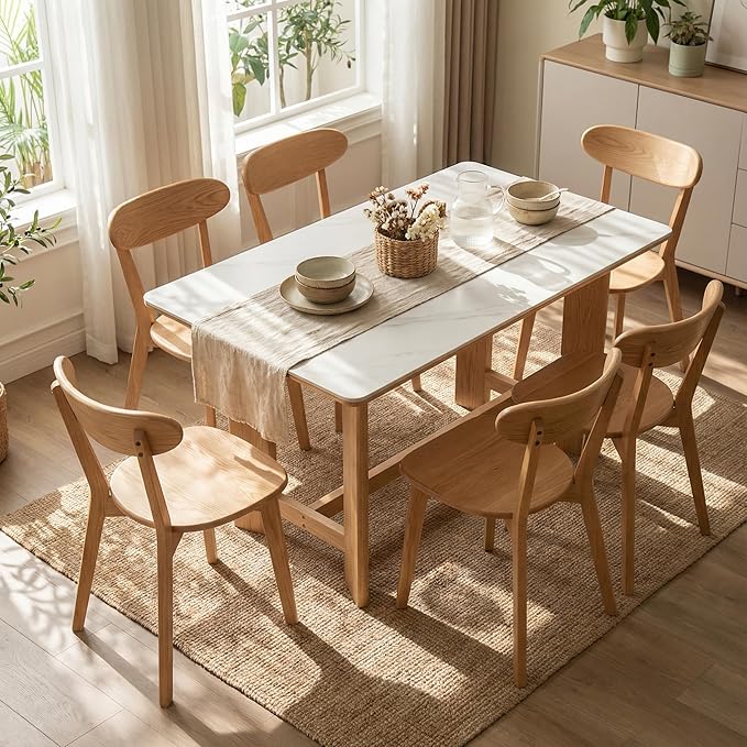 100% Solid Oak Wood Dining Room Chairs - Practical Kitchen Chairs - Wood Chair for Dining Room, Kitchen (1, Natural)