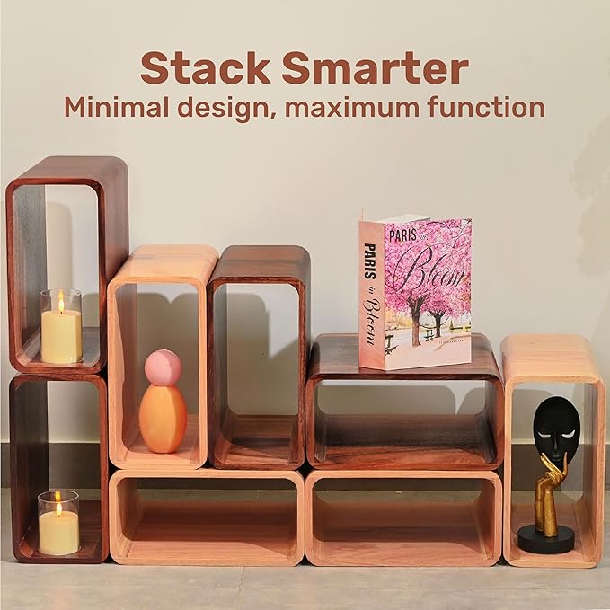Wooden Cube Storage Book Shelf Organizer, Bookcase for Bedroom, Livingroom, Dormroom, Home Office, Studyroom, Home Decor and Contemporary Spaces (Walnut | Pack of 1)