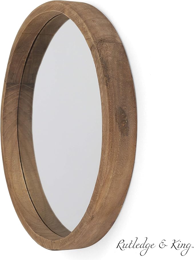 Rutledge & King Wall Mirror - Rustic Round Mirror - Decorative Circle Mirrors for Bathrooms, Living Rooms, and Bedrooms (2 Pack, Midwood - Medium)
