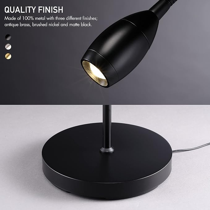 O’Bright Ray – Adjustable LED Beam Floor Lamp, Dimmable and Zoomable Spotlight, Flexible Gooseneck, Reading/Crafting Standing Lamp, Work Table Light, Matte Black