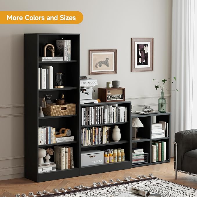 IRONMIX Metal Cube Storage Organizer, Black Bookshelf with Storage, Short Bookshelf Horizontal, Modern Small Bookcase Cube Shelf, Short Cabinet Display Case for Home Office Library (Black, 700-2 Set)