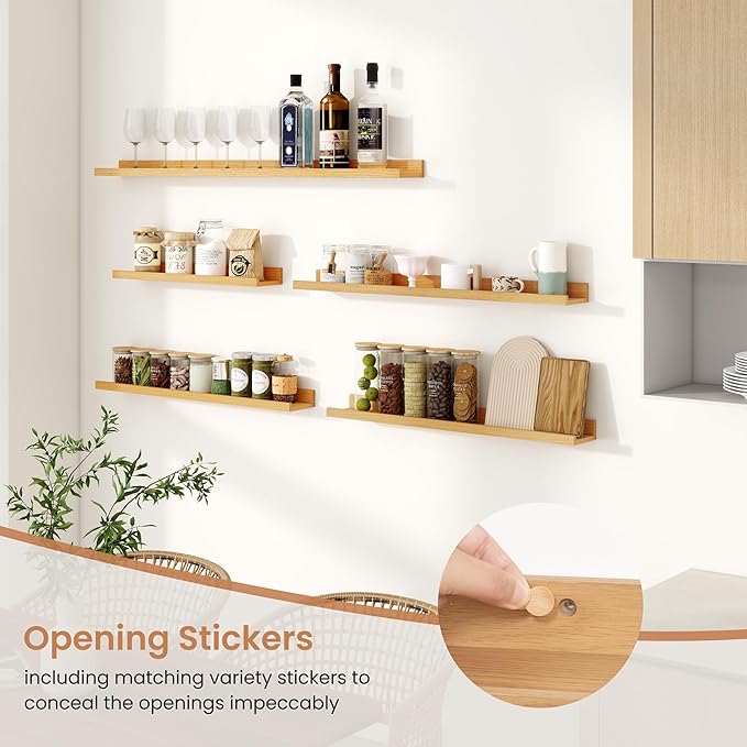 Dreamland Picture Ledge Shelf for Wall, Floating Shelves Set of 2,55 inch Long Floating Shelves with Lip for Living Room,Bedroom,Bathroom,Kitchen,Oak