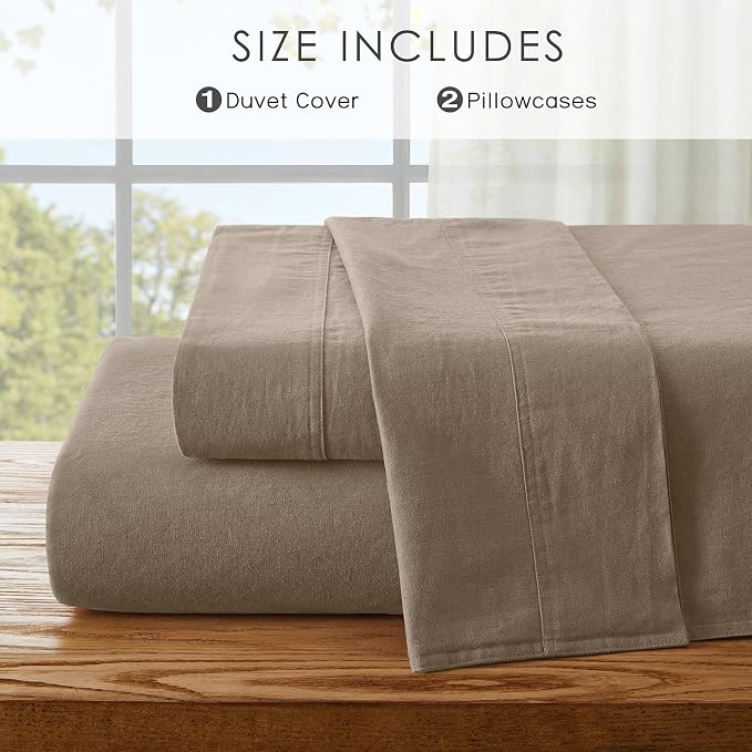 3Pcs Organic Linen Duvet Cover King Size, 100% French Linen from Normandy, Soft & Durable Brown Comforter Cover with 2 Pillowcases, 1 Duvet Cover with Zipper