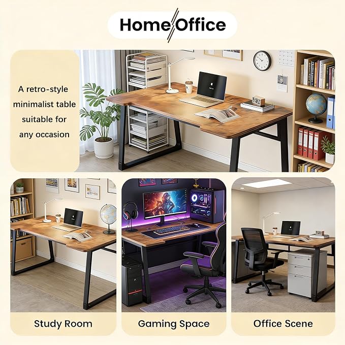 Computer Desk 39.4 Inch Small Office Desk with Wood Top and Metal Frame, Study Writing Desk for Home, Bedroom, Gaming, U-Shaped Leg Design, Modern Simple