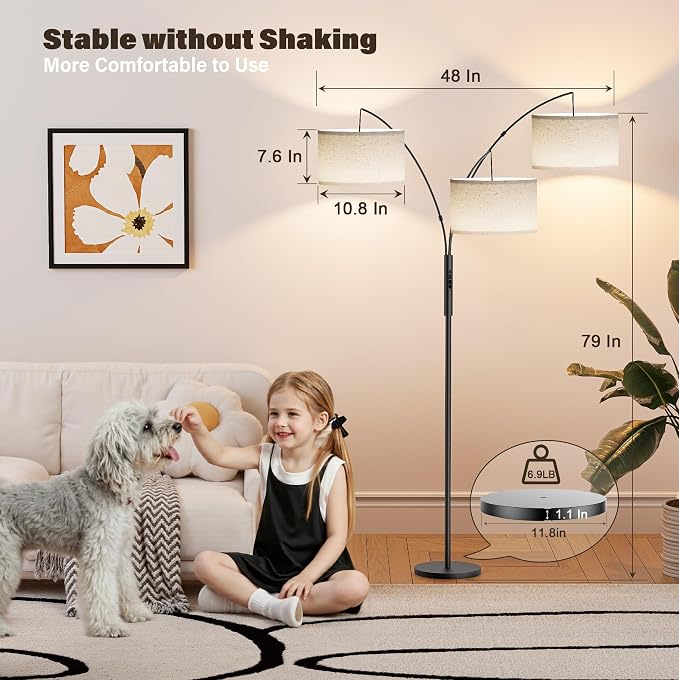 SIBRILLE Upgraded 36W Floor Lamps for Living Room - Super Bright Dimmable Tree Floor Lamp with Remote & Touch Control, Tall Lamp for Living Room Corner, Bedroom, Office
