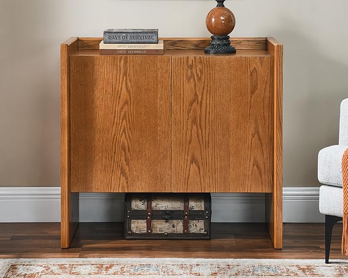 LKTART Mid Century Modern Sideboard Buffet Cabinet,Small Storage Cabinet with Outlet Holes for Living Room, Kitchen, Entryway, Hallway 34" Brown Ebony