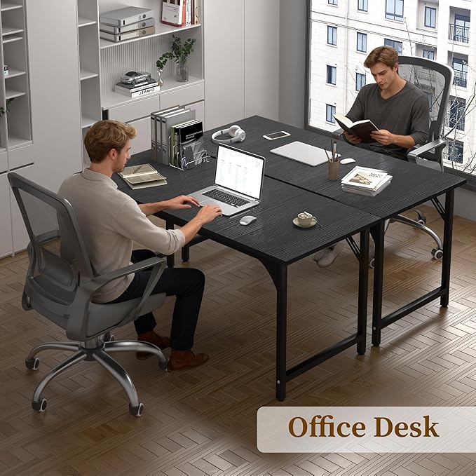 AZN 47 X 24 inch Computer Desk w/Deeper & Thicker Desktop, Office Desk w/Sturdy Metal Frame, Modern Simple Desk w/Large Legroom, Study Gaming Writing Work Desk for Home Office, Bedroom