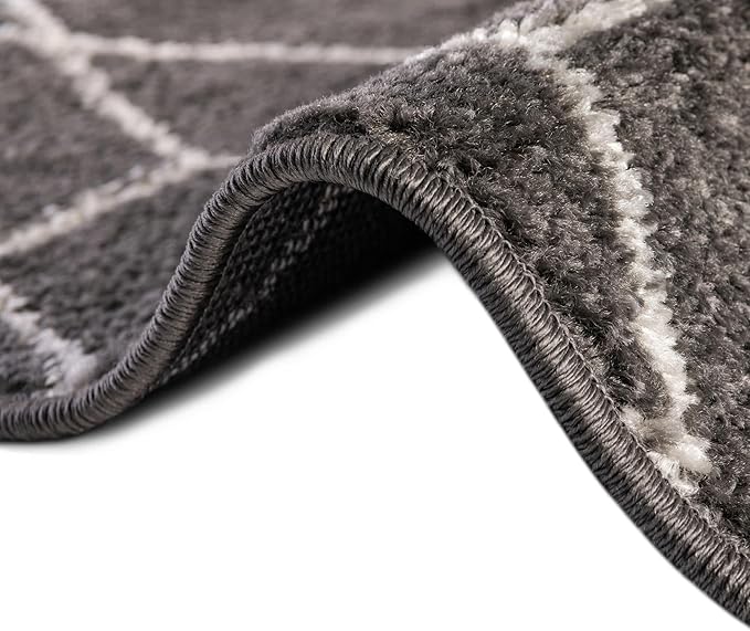 Unique Loom Trellis Frieze Collection Area Rug - Geometric (3' Round, Dark Gray/ Ivory)