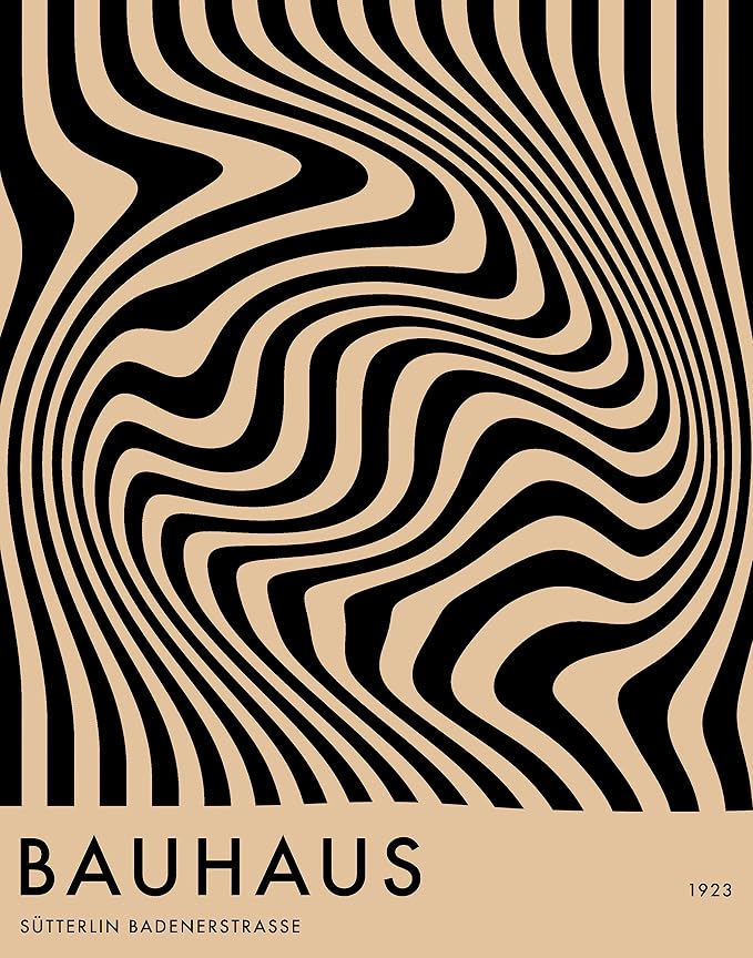 Mid Century Modern Bauhaus Wall Art - 11x14" UNFRAMED Print - Abstract Wall Decor - Exhibition Poster Replication (Black)