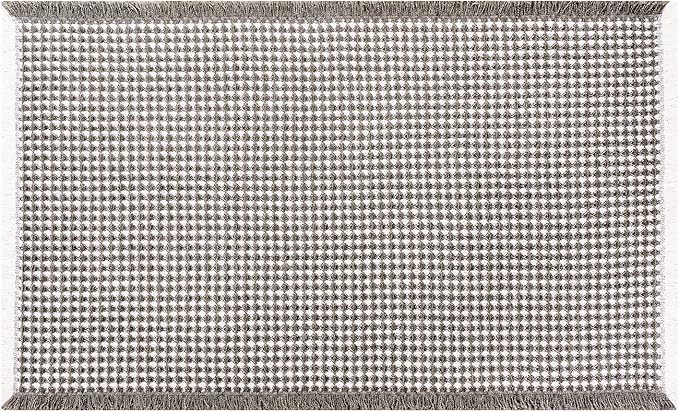 Waffle Bath Mat - Boho Bathroom Rugs Non Slip Washable, Super Absorbent & Quick Dry, Small Bath Mats Farmhouse Bathroom Decor, 18'' x 30'', Olive Green and White